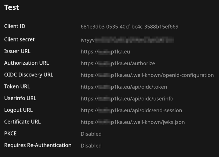 OIDC values example from PocketID